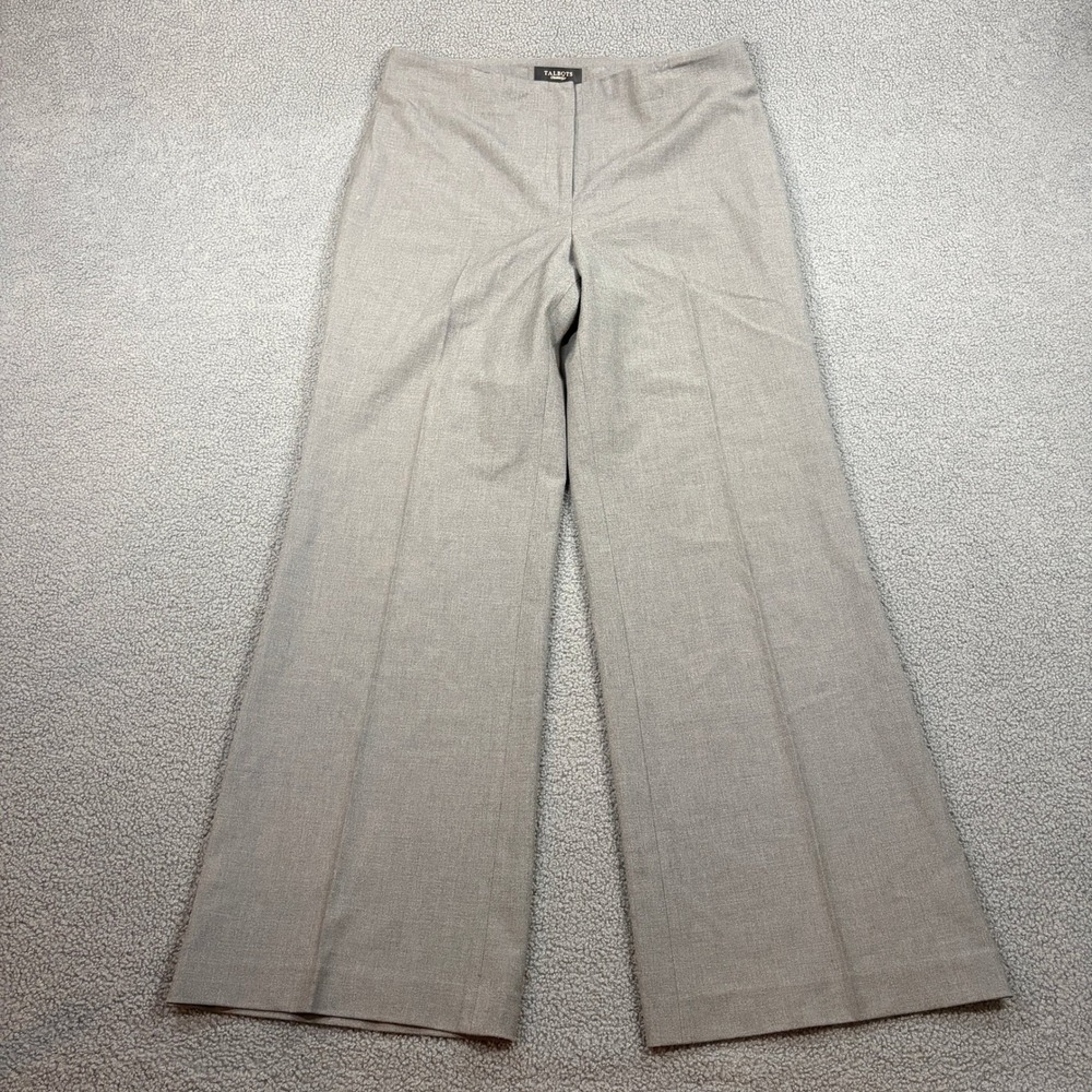 Talbots Pants Womens 12 Gray Heritage Wide Leg Wool Blend Career Trousers Dress